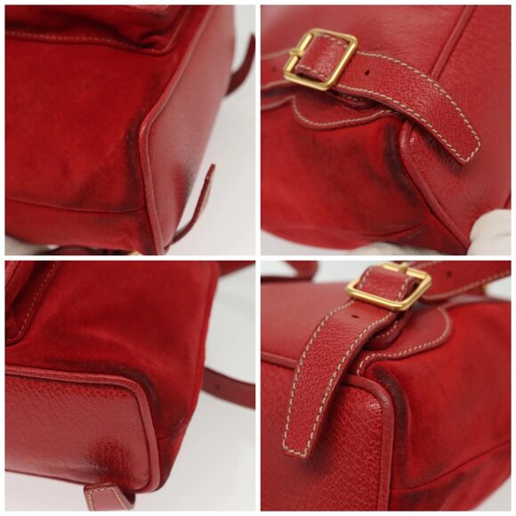 GUCCI Bamboo Backpack Suede Red Gold 003 1705 0030 Auth ep10393 - Picture 14 of 16